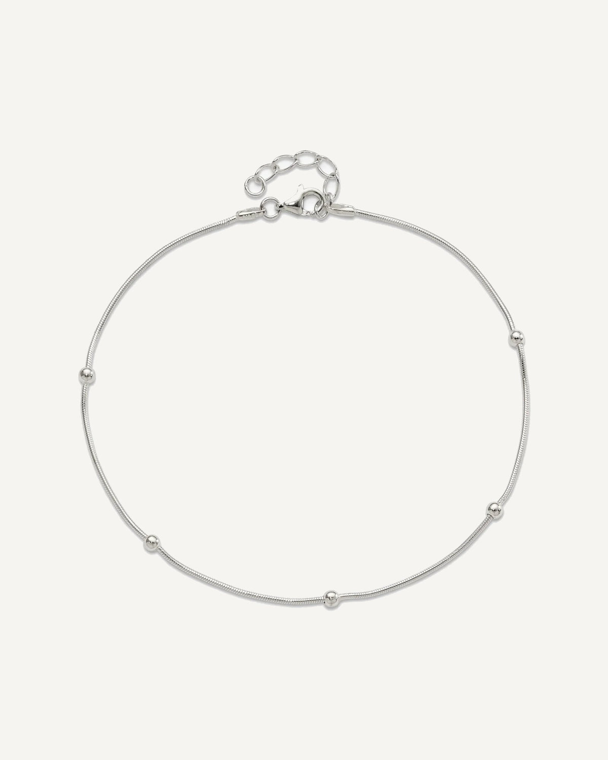 Sterling Silver Beads 5-Station 9 inch Plus 1.5 inch Extender - Total 10.5 inch Anklet – View 5