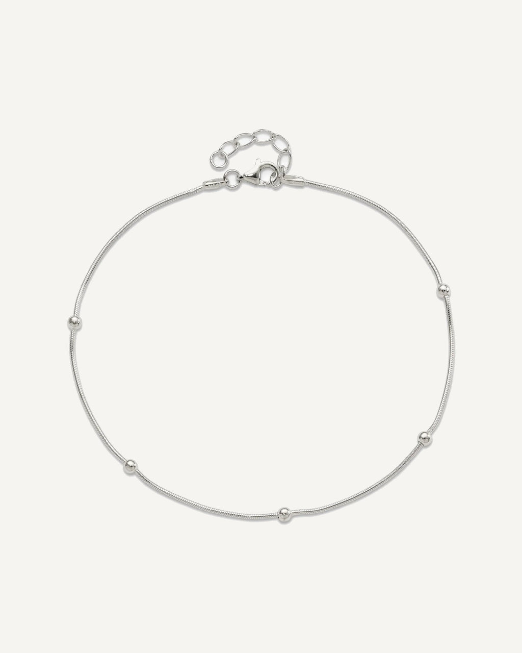 Sterling Silver Beads 5-Station 10 inch Plus 1.5 inch Extender - Total 11.5 inch Anklet – View 4