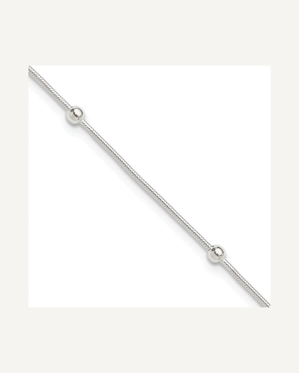 Sterling Silver Beads 5-Station 9 inch Plus 1.5 inch Extender - Total 10.5 inch Anklet – View 1