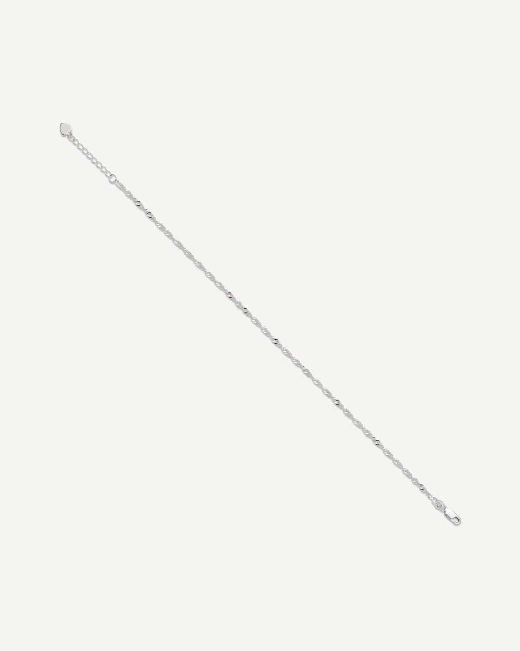 Sterling Silver 3mm Singapore Chain 8 inch Plus 1 inch Extender - Total 9 inch Anklet – View 2