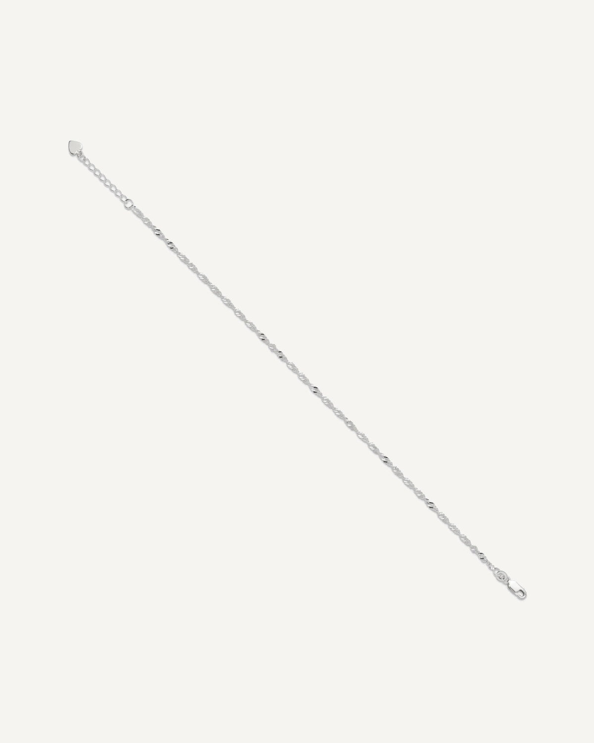 Sterling Silver 3mm Singapore Chain 8 inch Plus 1 inch Extender - Total 9 inch Anklet – View 2