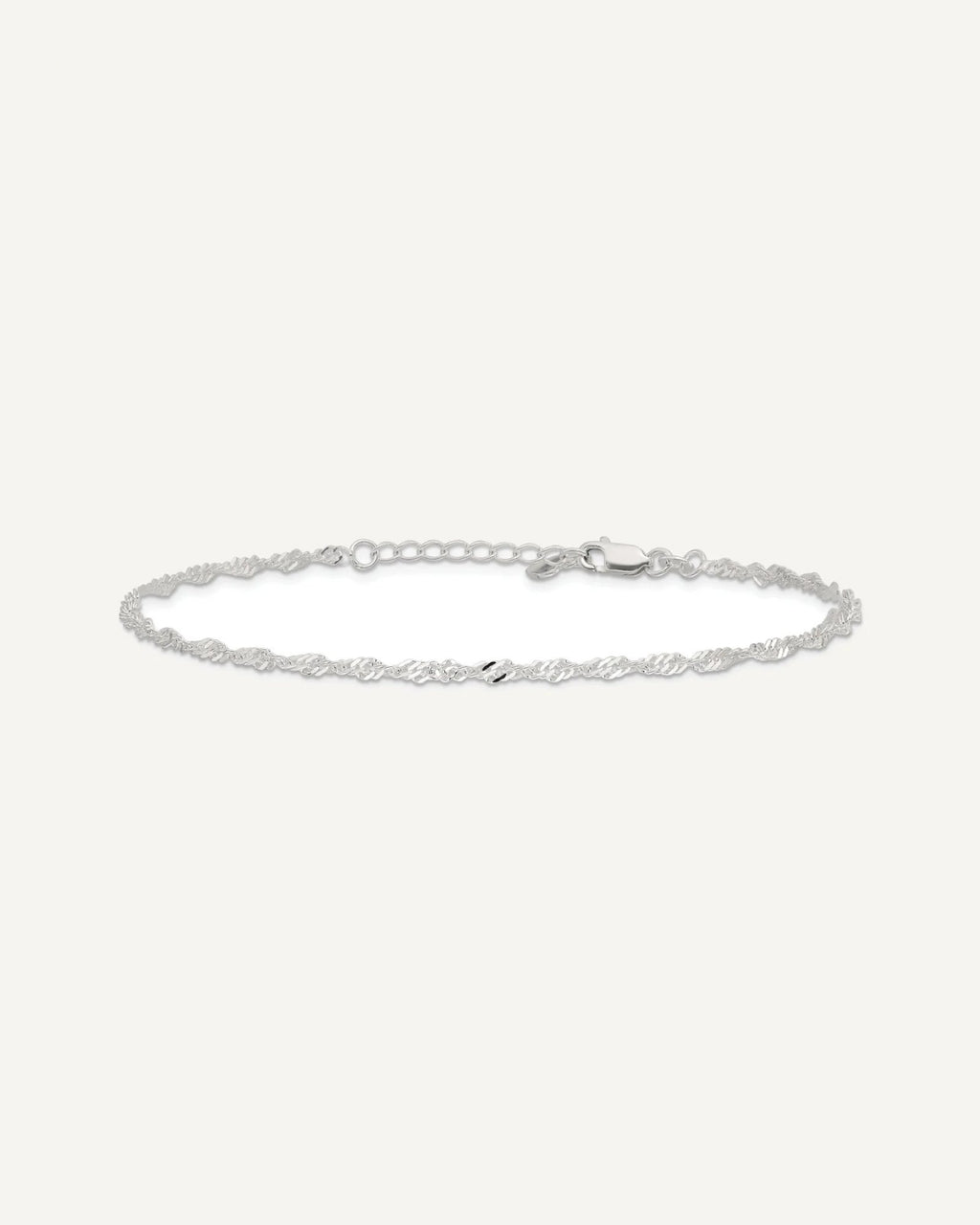 Sterling Silver 3mm Singapore Chain 8 inch Plus 1 inch Extender - Total 9 inch Anklet – View 3