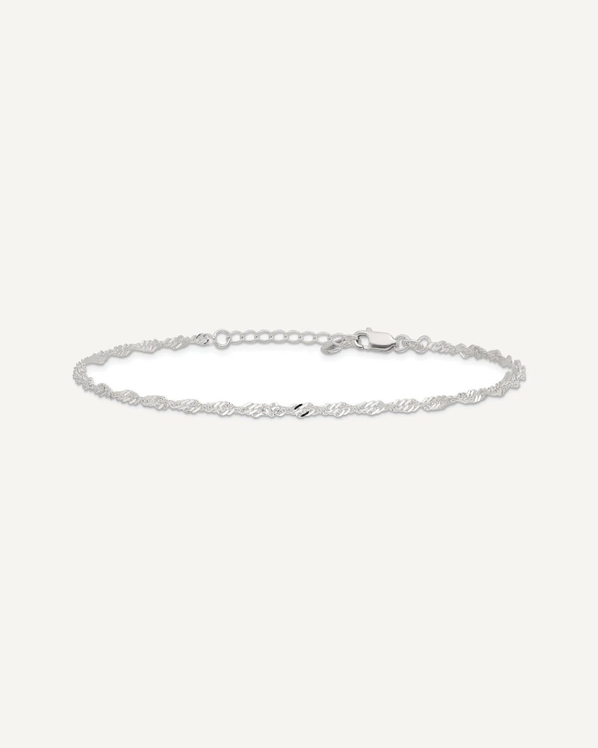 Sterling Silver 3mm Singapore Chain 8 inch Plus 1 inch Extender - Total 9 inch Anklet – View 3