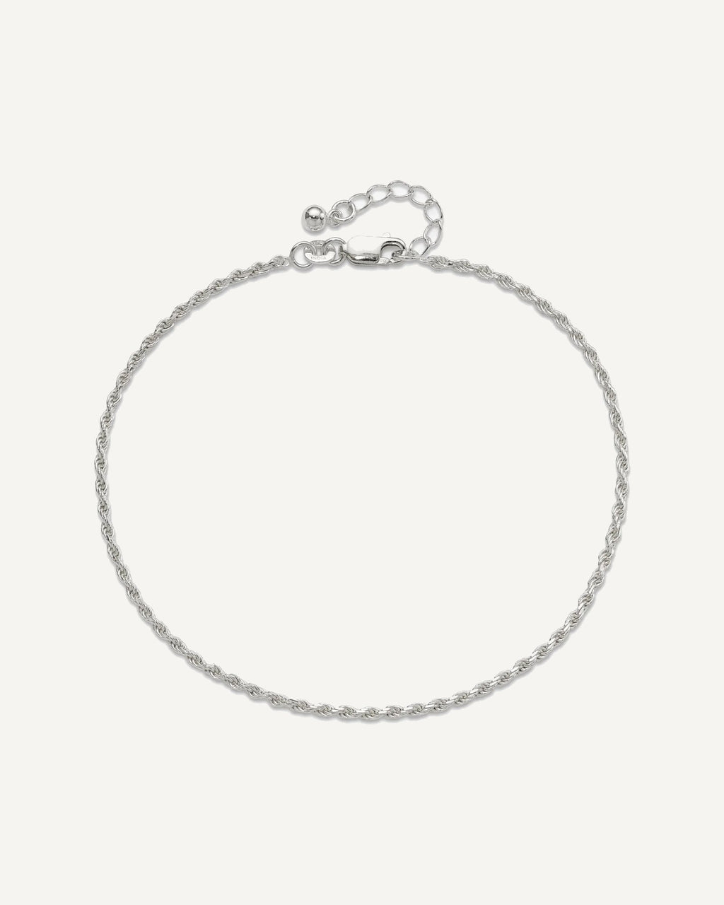 Sterling Silver 2mm Rope Chain 10 inch Plus 1 inch Extender - Total 11 inch Anklet – View 4