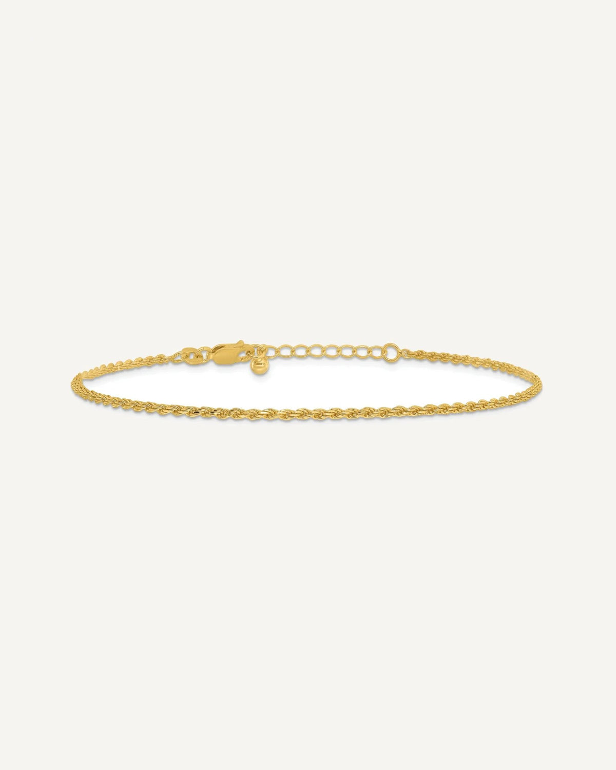 Sterling Silver Gold-tone 2mm Rope Chain 9 inch Plus 1 inch Extender - Total 10 inch Anklet – View 3