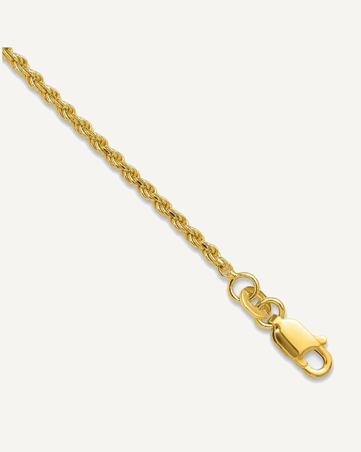 Sterling Silver Gold-tone 2mm Rope Chain 9 inch Plus 1 inch Extender - Total 10 inch Anklet – View 1
