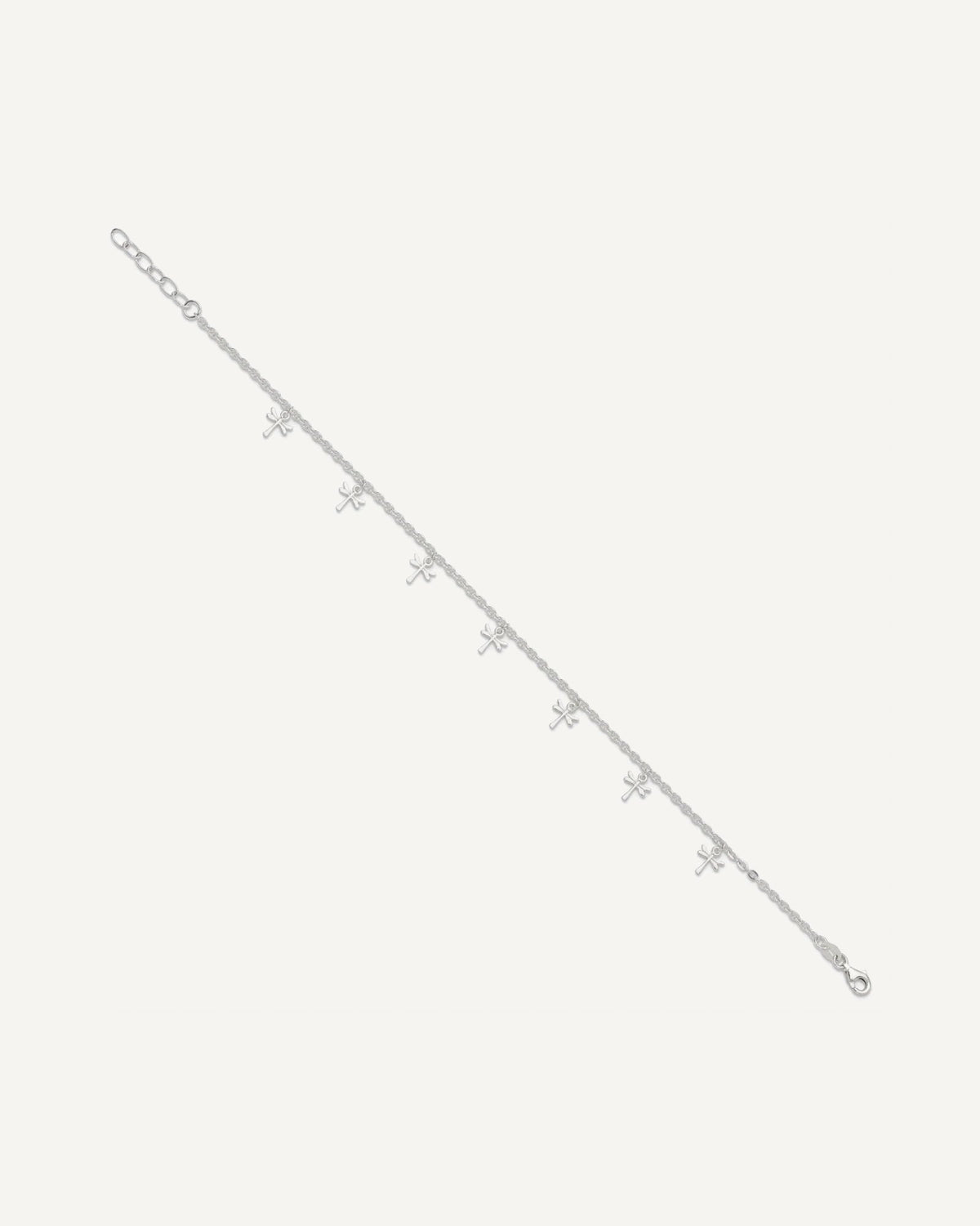 Sterling Silver Dragonfly Charms 9 inch Plus 1 inch Extender - Total 10 inch Anklet – View 2