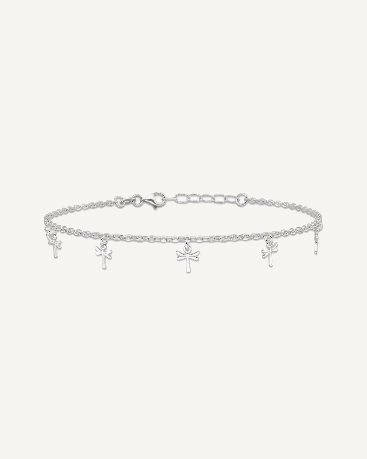Sterling Silver Dragonfly Charms 9 inch Plus 1 inch Extender - Total 10 inch Anklet – View 4