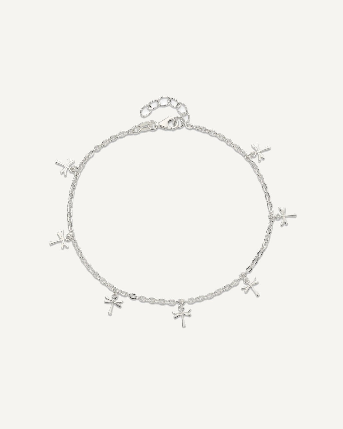 Sterling Silver Dragonfly Charms 9 inch Plus 1 inch Extender - Total 10 inch Anklet – View 5