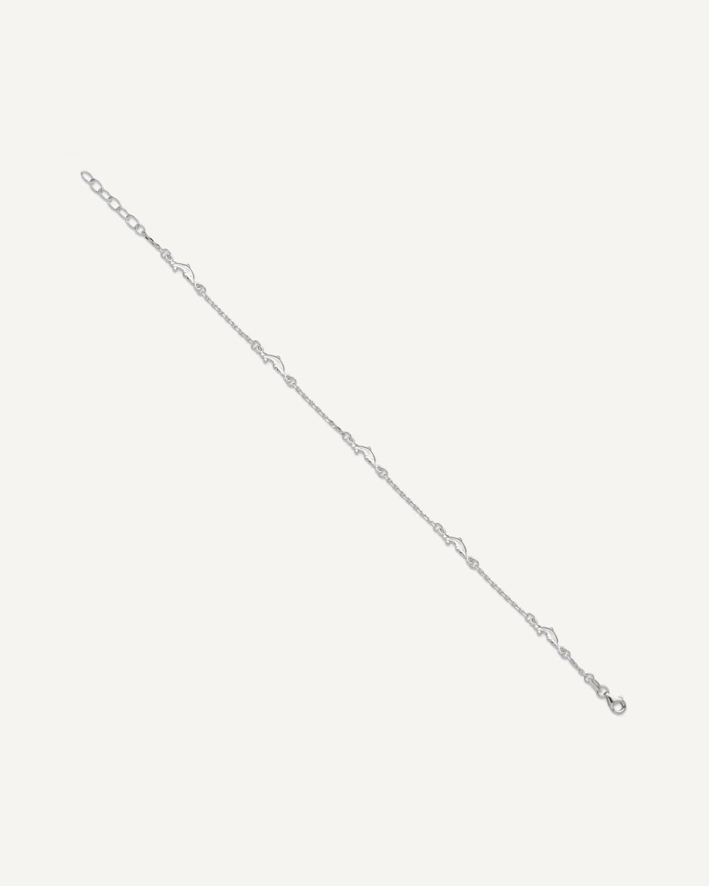 Sterling Silver Dolphin 5-Station 9 inch Plus 1 inch Extender - Total 10 inch Anklet – View 2