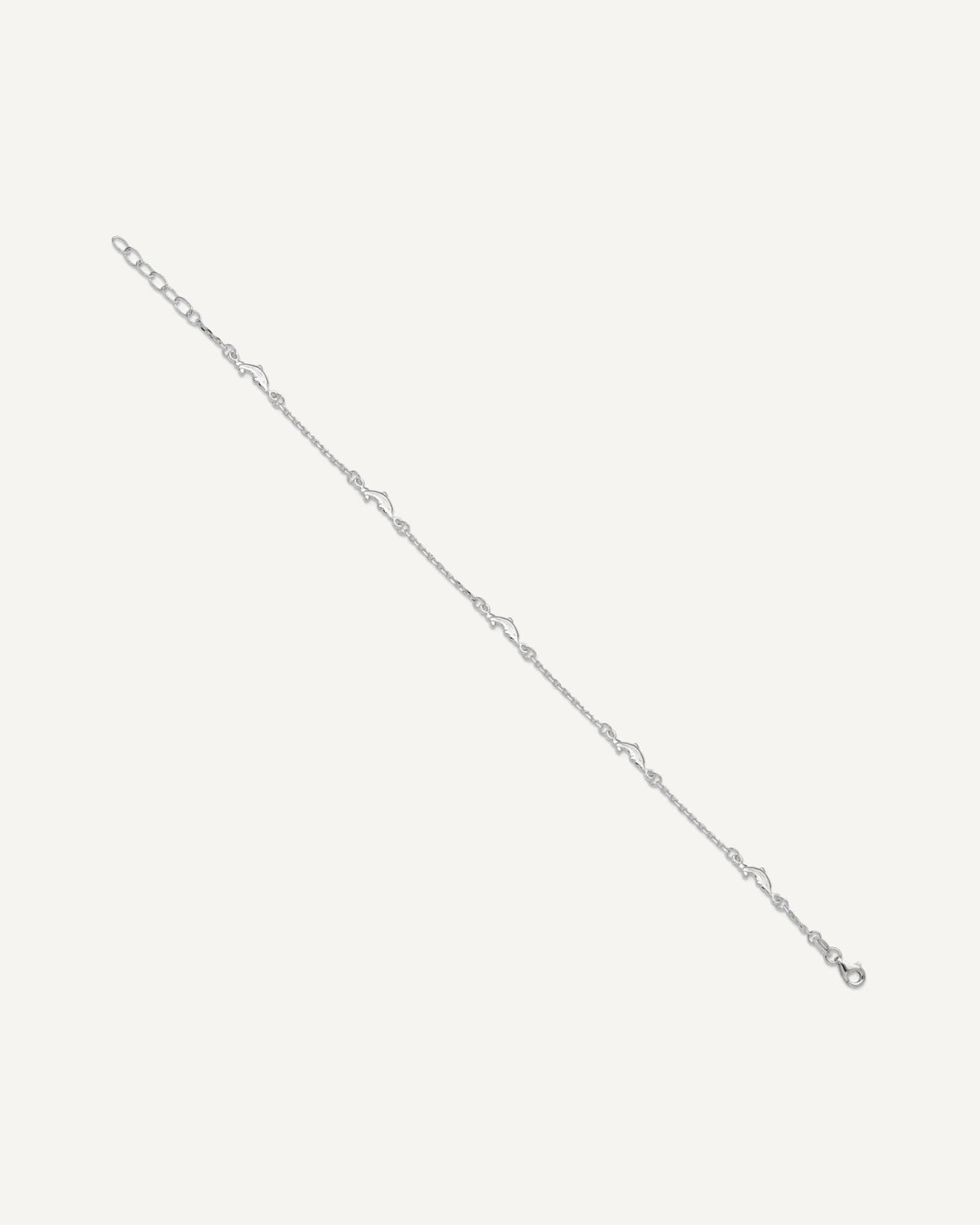 Sterling Silver Dolphin 5-Station 9 inch Plus 1 inch Extender - Total 10 inch Anklet – View 2