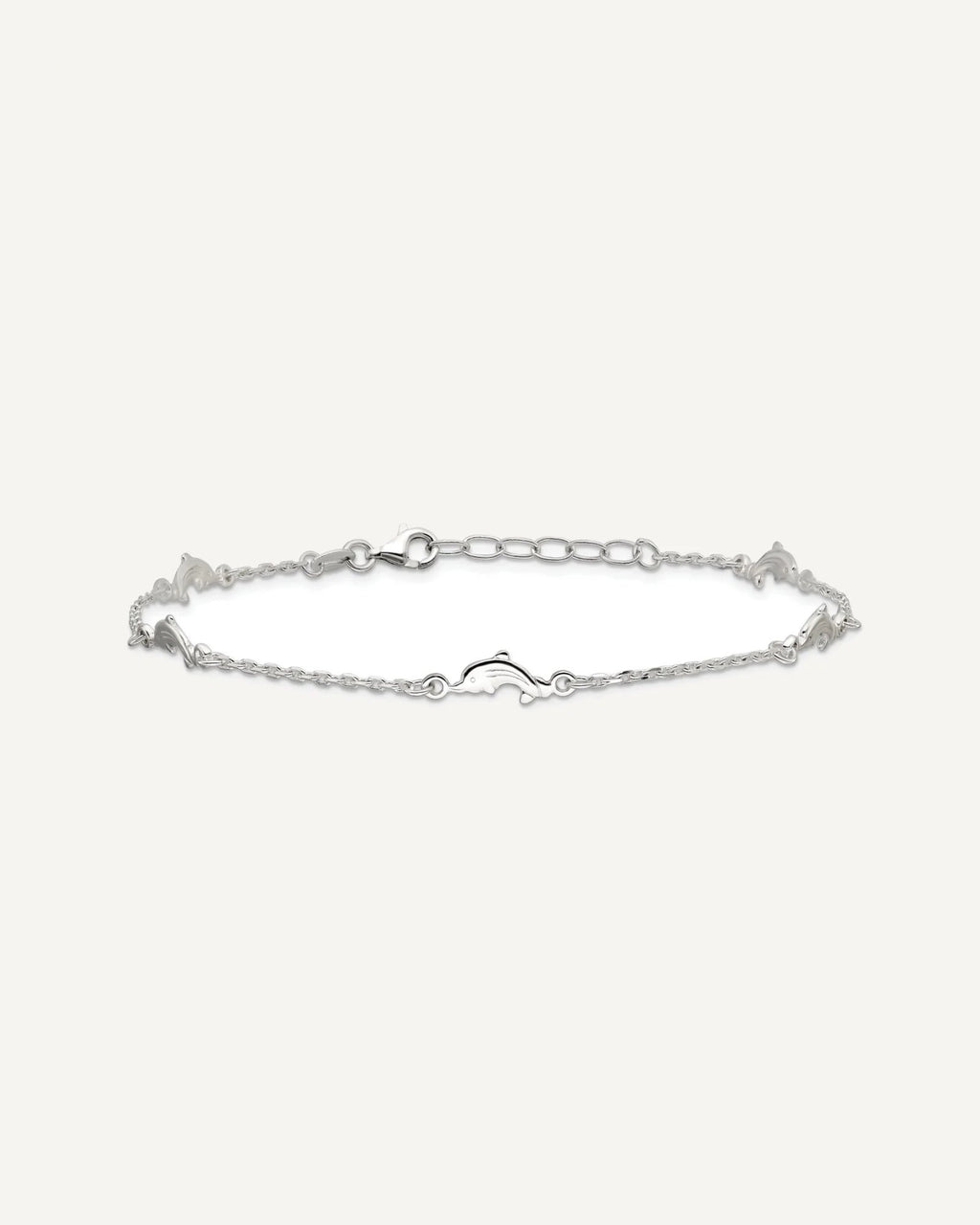 Sterling Silver Dolphin 5-Station 9 inch Plus 1 inch Extender - Total 10 inch Anklet – View 4
