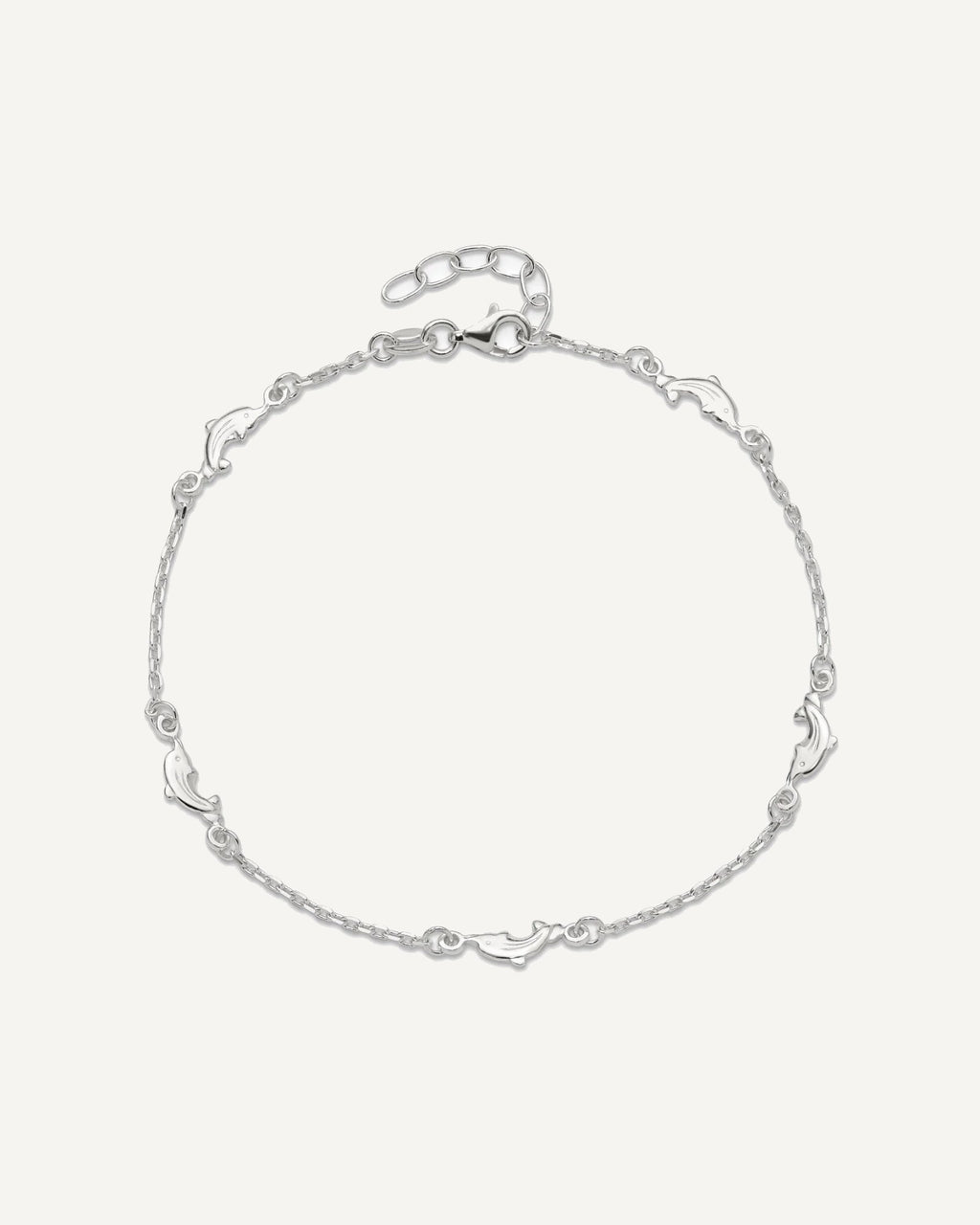 Sterling Silver Dolphin 5-Station 9 inch Plus 1 inch Extender - Total 10 inch Anklet – View 5