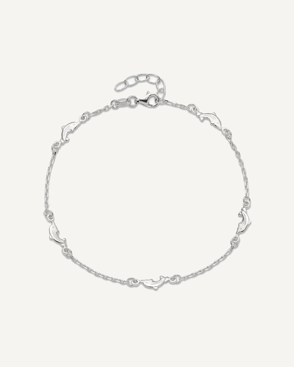Sterling Silver Dolphin 5-Station 9 inch Plus 1 inch Extender - Total 10 inch Anklet – View 5