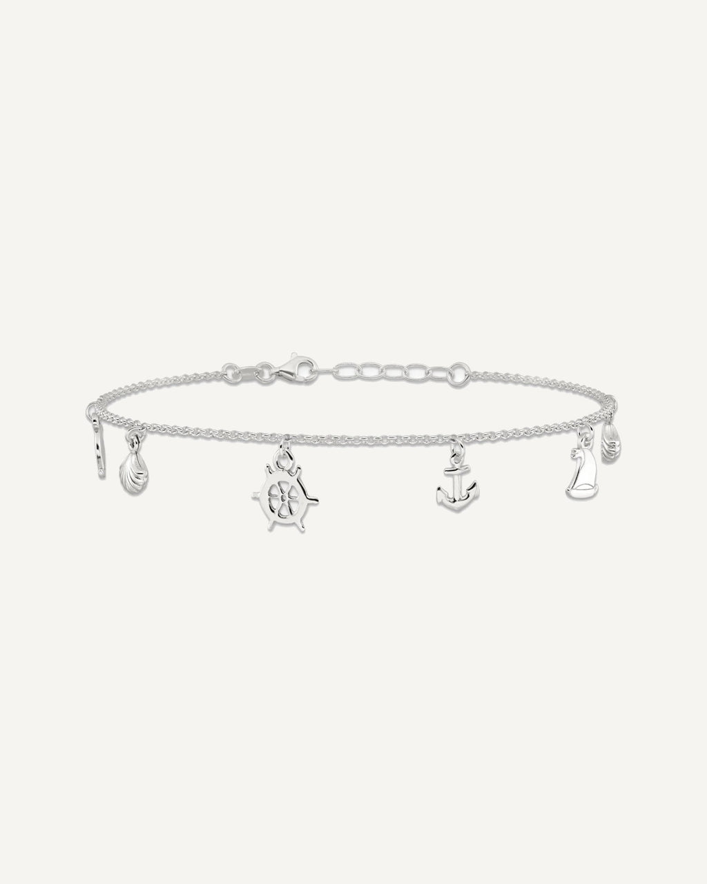 Sterling Silver Ocean Theme Charms 9 inch Plus 1 inch Extender - Total 10 inch Anklet – View 3