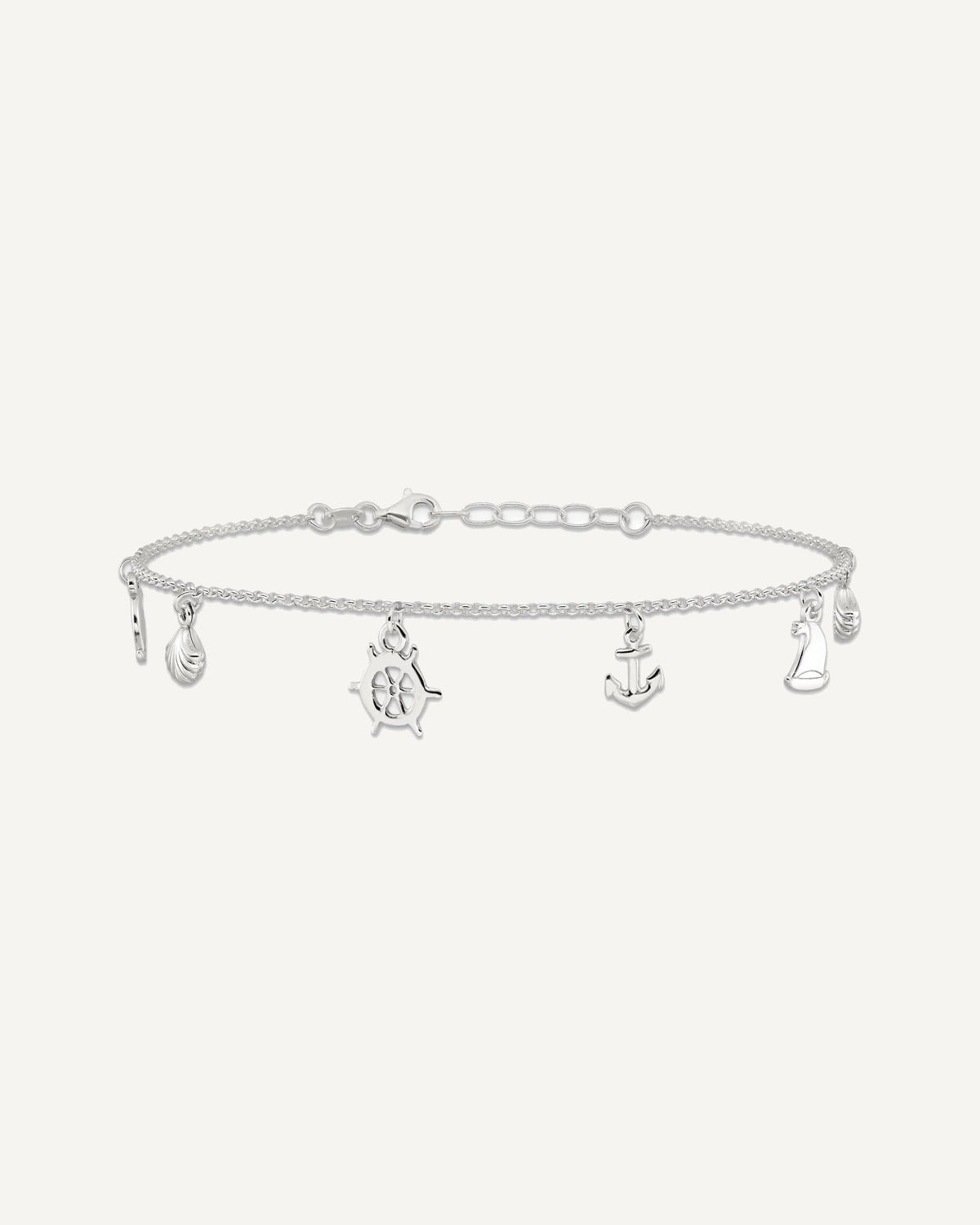 Sterling Silver Ocean Theme Charms 9 inch Plus 1 inch Extender - Total 10 inch Anklet – View 3