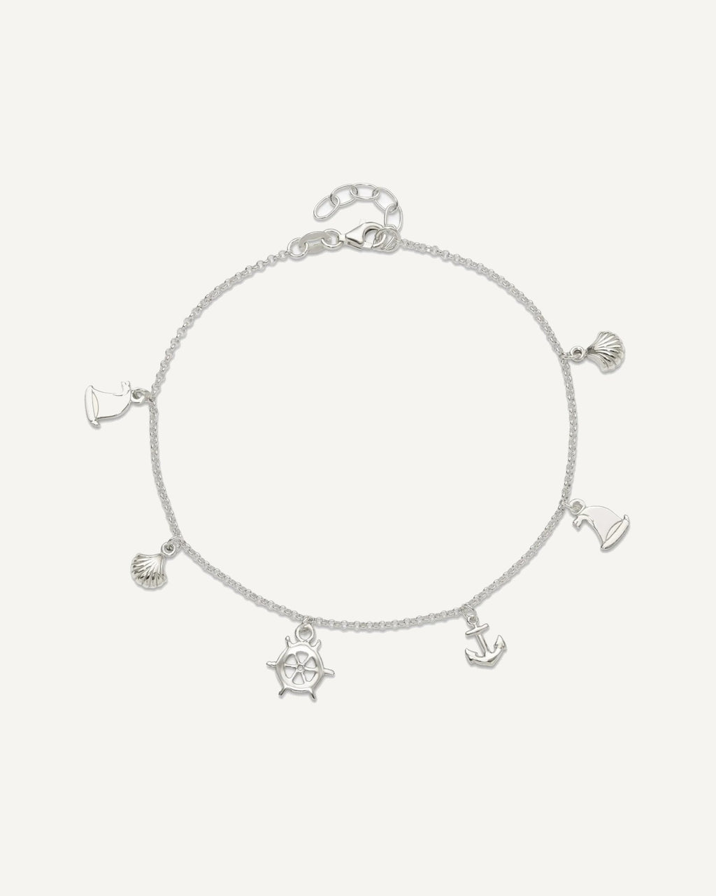 Sterling Silver Ocean Theme Charms 9 inch Plus 1 inch Extender - Total 10 inch Anklet – View 4