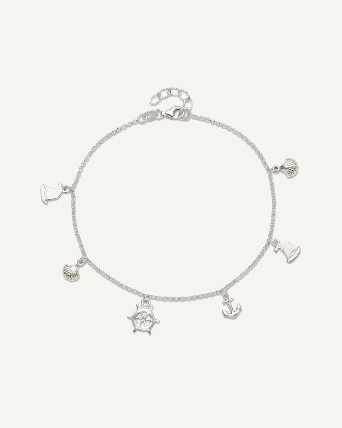 Sterling Silver Ocean Theme Charms 9 inch Plus 1 inch Extender - Total 10 inch Anklet – View 4