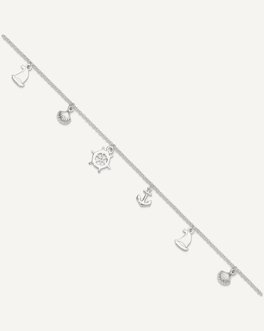 Sterling Silver Ocean Theme Charms 9 inch Plus 1 inch Extender - Total 10 inch Anklet – View 2