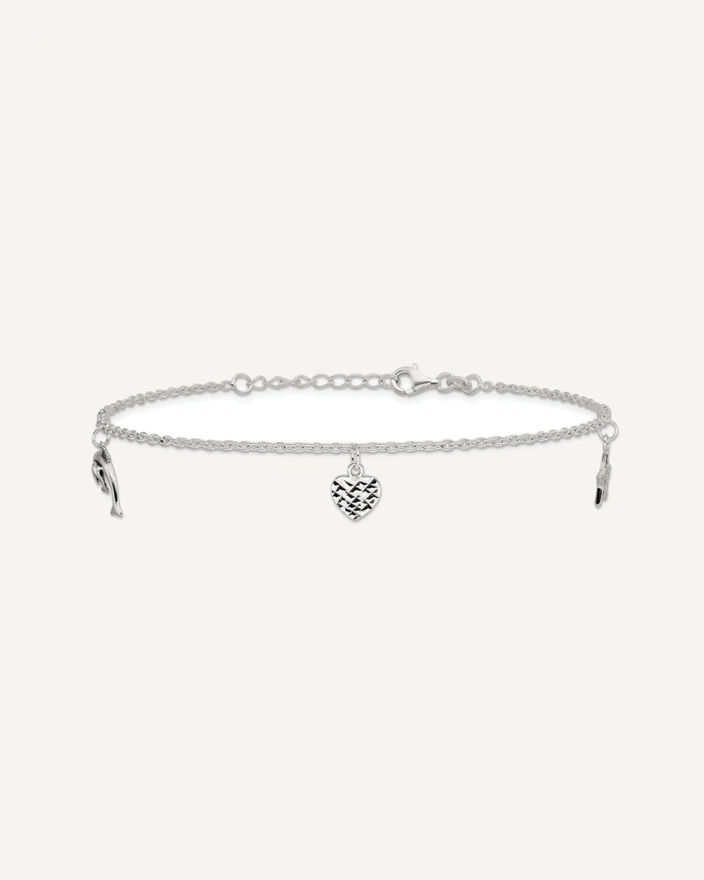 Sterling Silver Heart/Star/Dolphin Charms 9 inch Plus 1 inch Extender - Total 10 inch Anklet – View 3