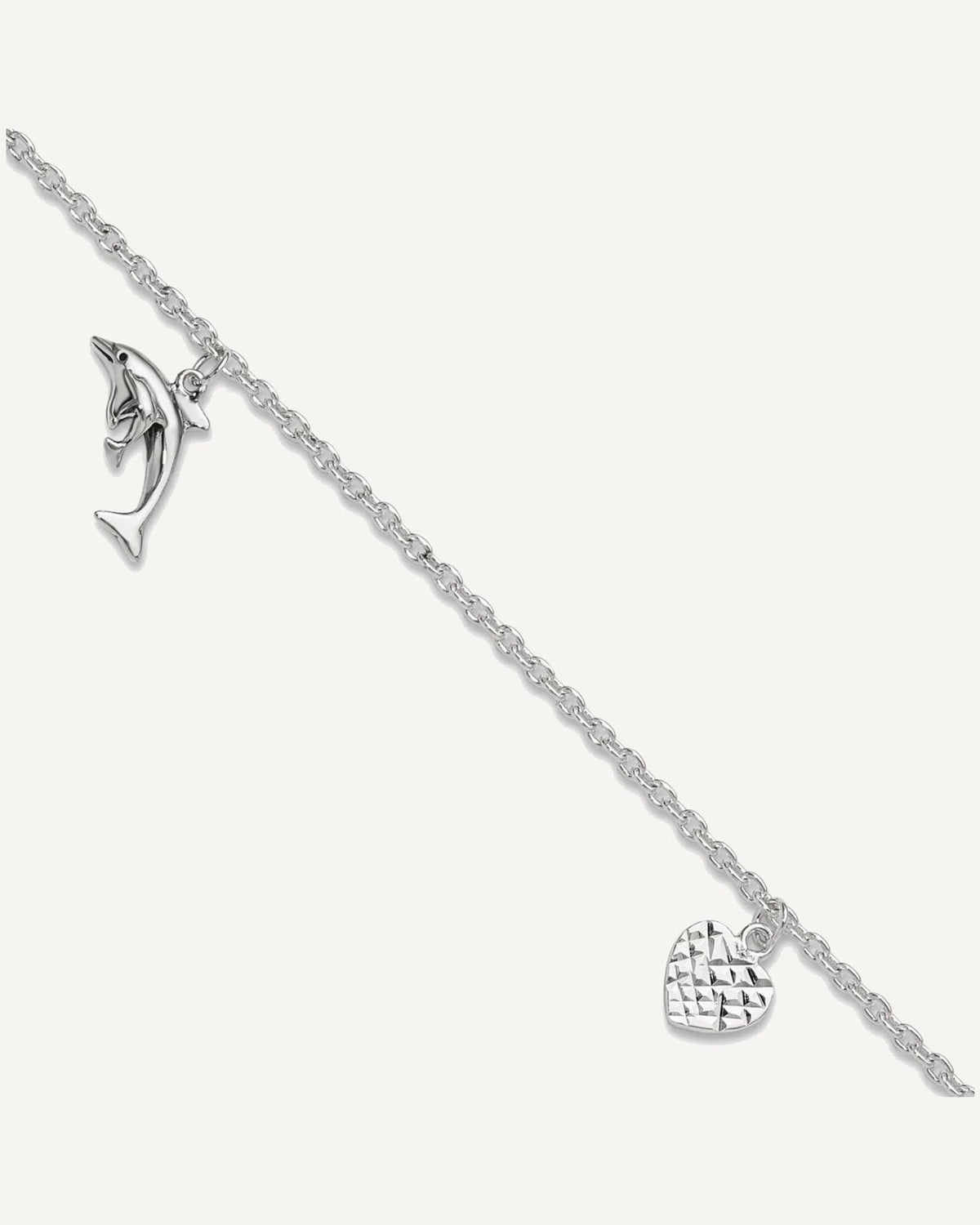 Sterling Silver Heart/Star/Dolphin Charms 9 inch Plus 1 inch Extender - Total 10 inch Anklet – View 1