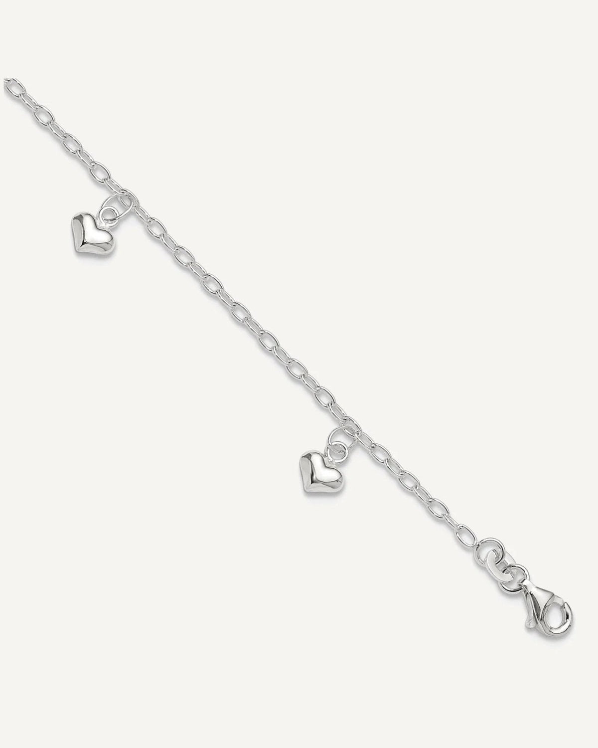 Sterling Silver Puffed Heart Charms 9 inch Plus 1 inch Extender - Total 10 inch Anklet – View 1