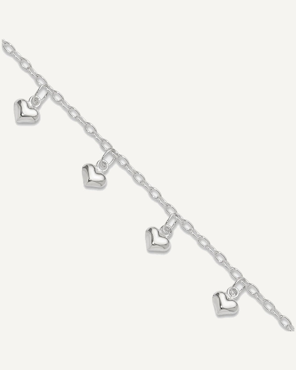 Sterling Silver Polished Puffed Heart Anklet – View 1