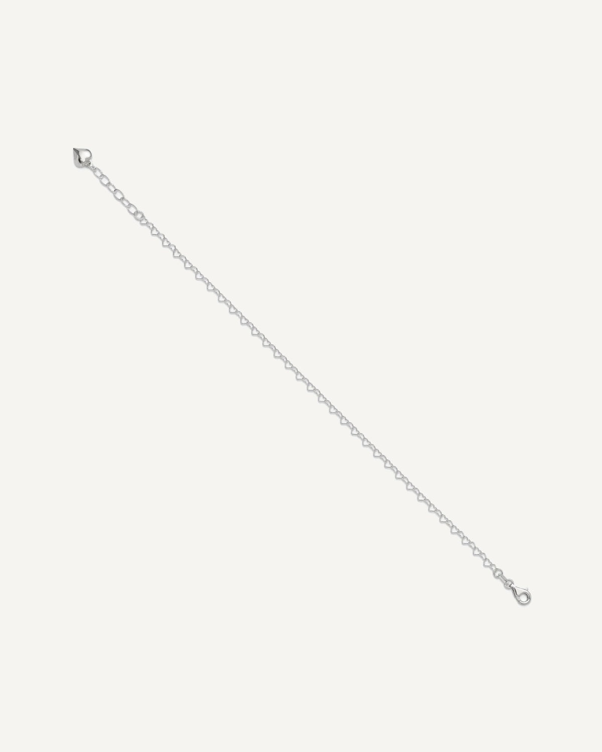 Sterling Silver Puffed Heart Dangle 9 inch Plus 1 inch Extender - Total 10 inch Anklet – View 2