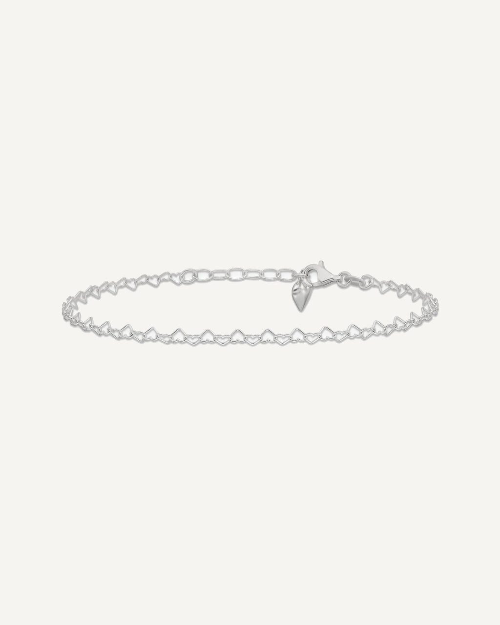 Sterling Silver Puffed Heart Dangle 9 inch Plus 1 inch Extender - Total 10 inch Anklet – View 3