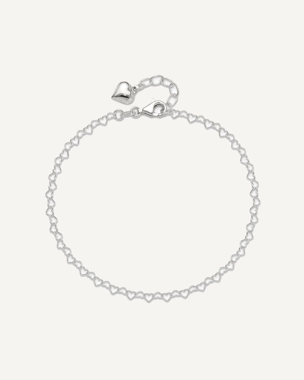 Sterling Silver Puffed Heart Dangle 9 inch Plus 1 inch Extender - Total 10 inch Anklet – View 5