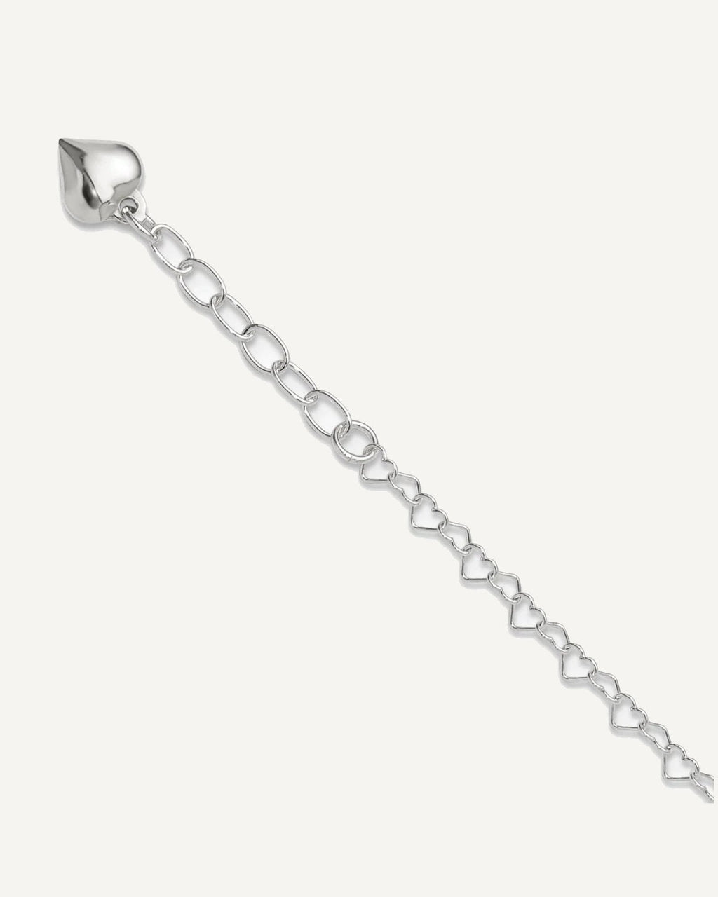 Sterling Silver Puffed Heart Dangle 9 inch Plus 1 inch Extender - Total 10 inch Anklet – View 1