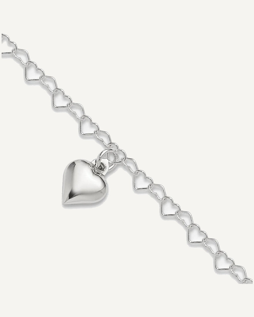 Sterling Silver Puffed Heart Charm 9 inch Plus 1 inch Extender - Total 10 inch Anklet – View 1