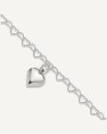 Sterling Silver Puffed Heart Charm 9 inch Plus 1 inch Extender - Total 10 inch Anklet – View 1