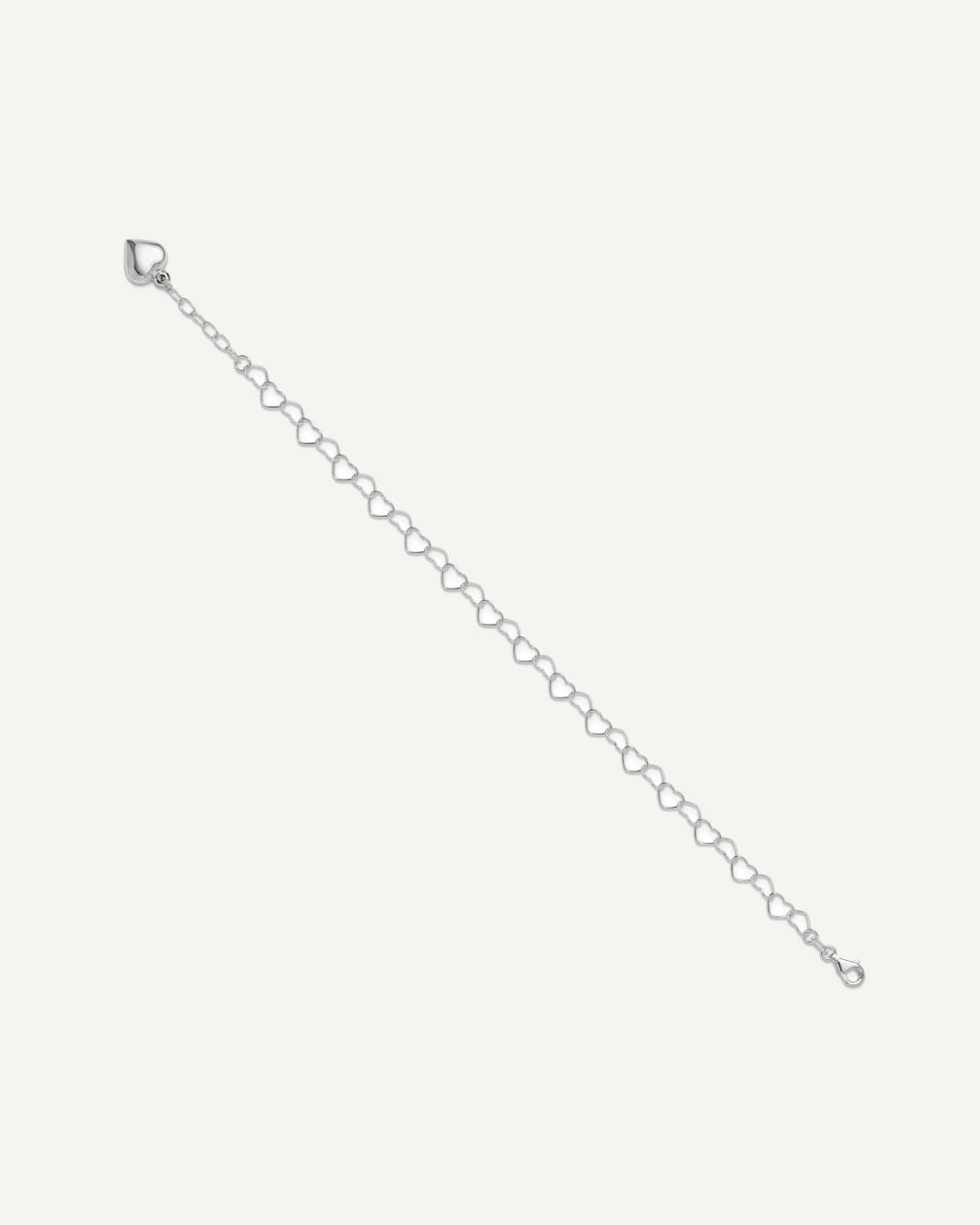 Sterling Silver Puffed Heart Dangle 9 inch Plus 1 inch Extender - Total 10 inch Anklet – View 2