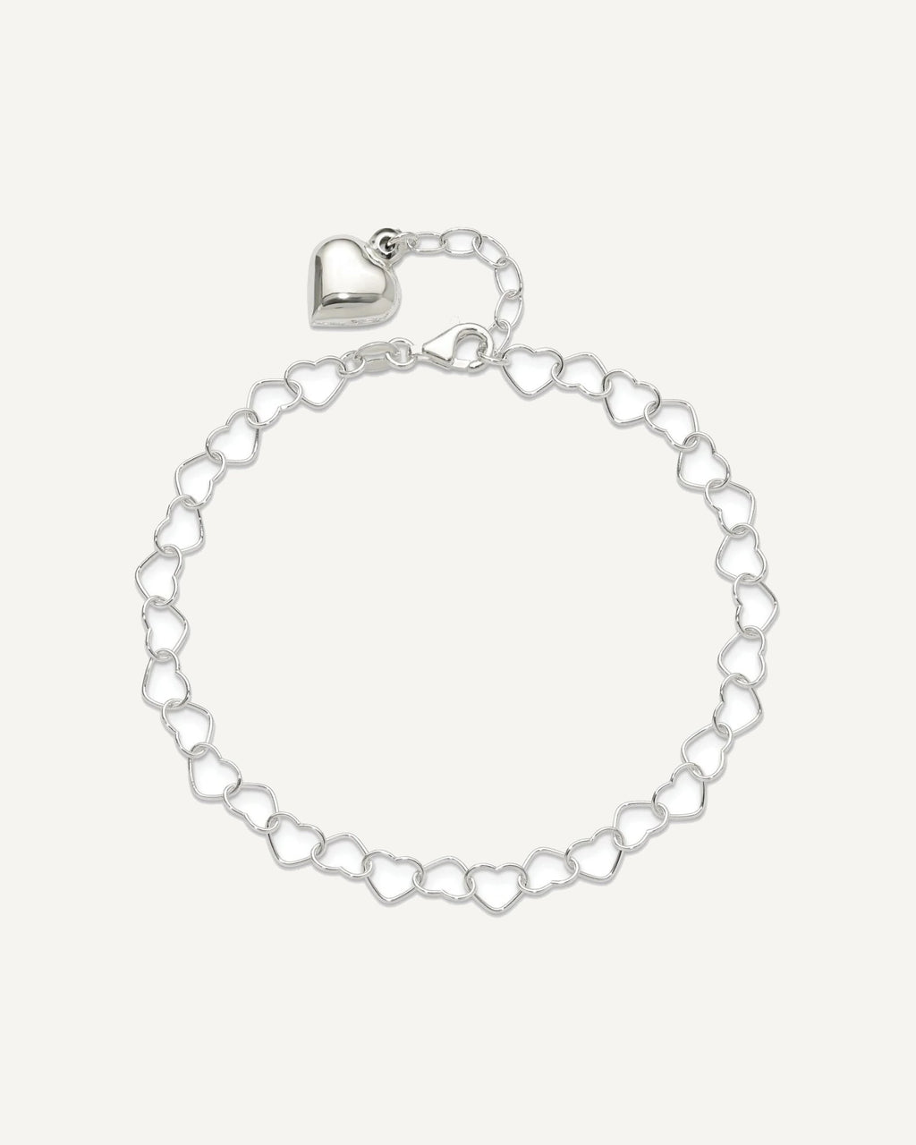 Sterling Silver Puffed Heart Dangle 9 inch Plus 1 inch Extender - Total 10 inch Anklet – View 4