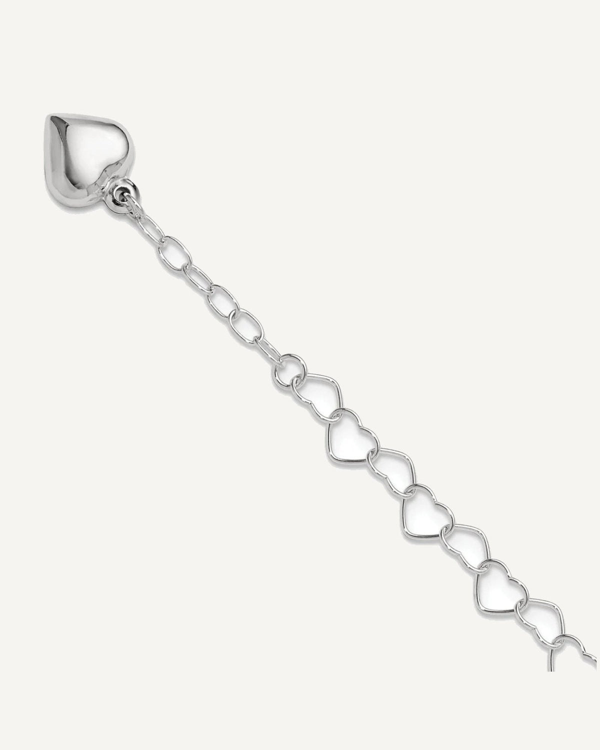 Sterling Silver Puffed Heart Dangle 9 inch Plus 1 inch Extender - Total 10 inch Anklet – View 1