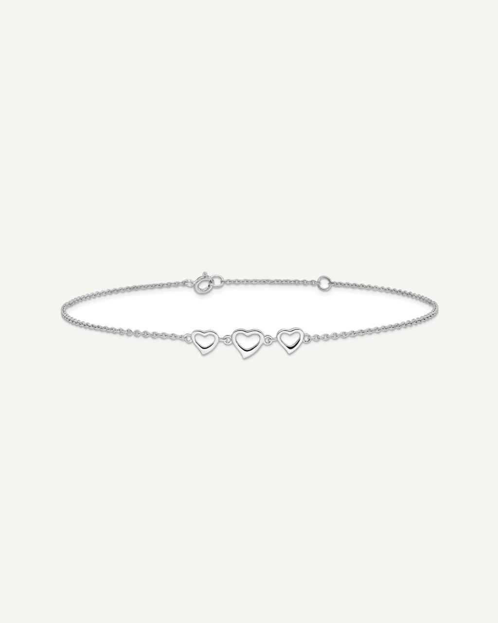 Sterling Silver Rhodium-plated Three Hearts 10 inch Plus 1 inch Extender - Total 11 inch Anklet – View 3