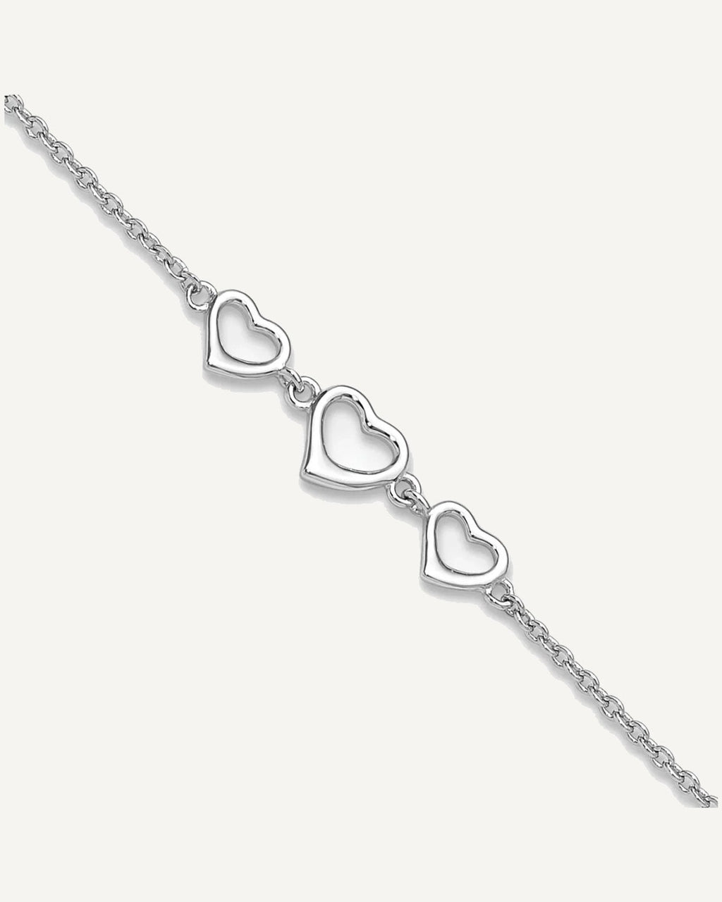 Sterling Silver Rhodium-plated Three Hearts 10 inch Plus 1 inch Extender - Total 11 inch Anklet – View 1