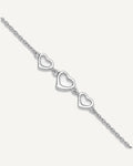 Sterling Silver Rhodium-plated Three Hearts 10 inch Plus 1 inch Extender - Total 11 inch Anklet – View 1