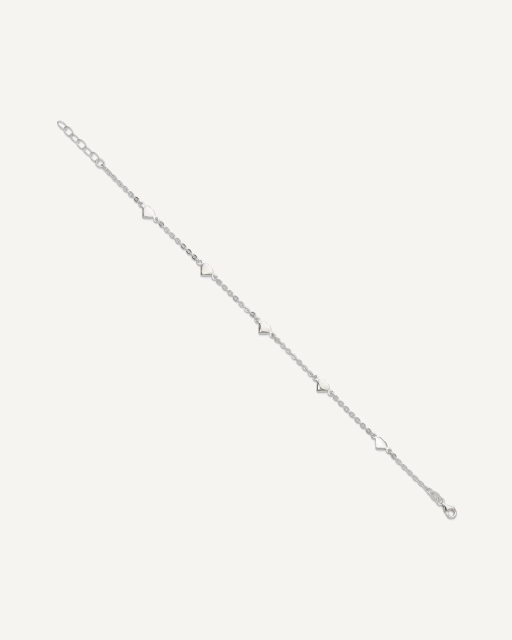 Sterling Silver Hearts 5-Station 9 inch Plus 1 inch Extender - Total 10 inch Anklet – View 2