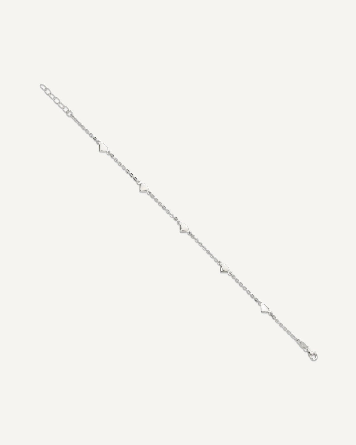 Sterling Silver Hearts 5-Station 9 inch Plus 1 inch Extender - Total 10 inch Anklet – View 2