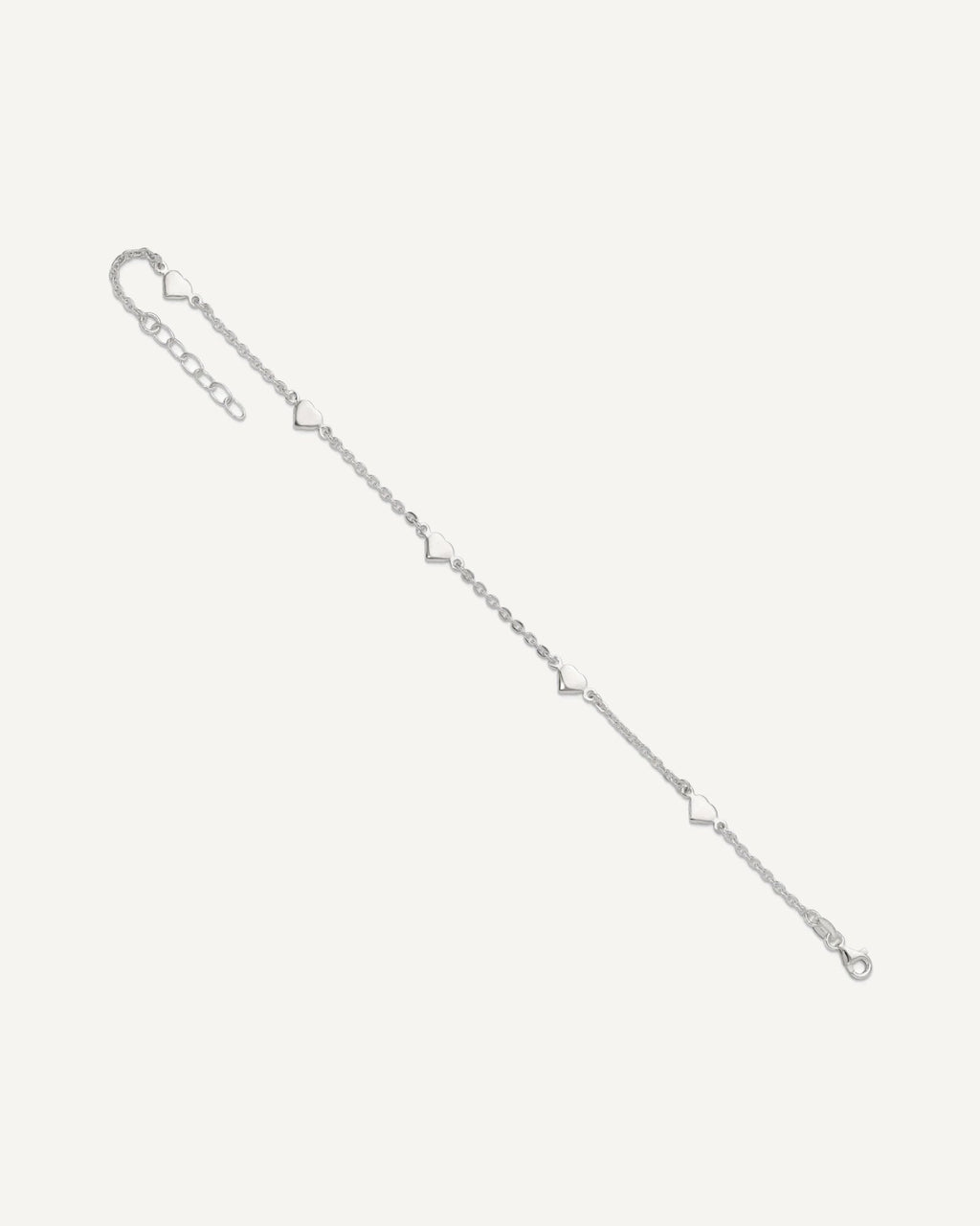 Sterling Silver Hearts 5-Station 9 inch Plus 1 inch Extender - Total 10 inch Anklet – View 7