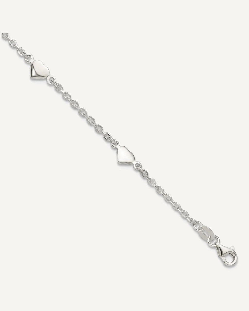Sterling Silver Hearts 5-Station 9 inch Plus 1 inch Extender - Total 10 inch Anklet – View 1
