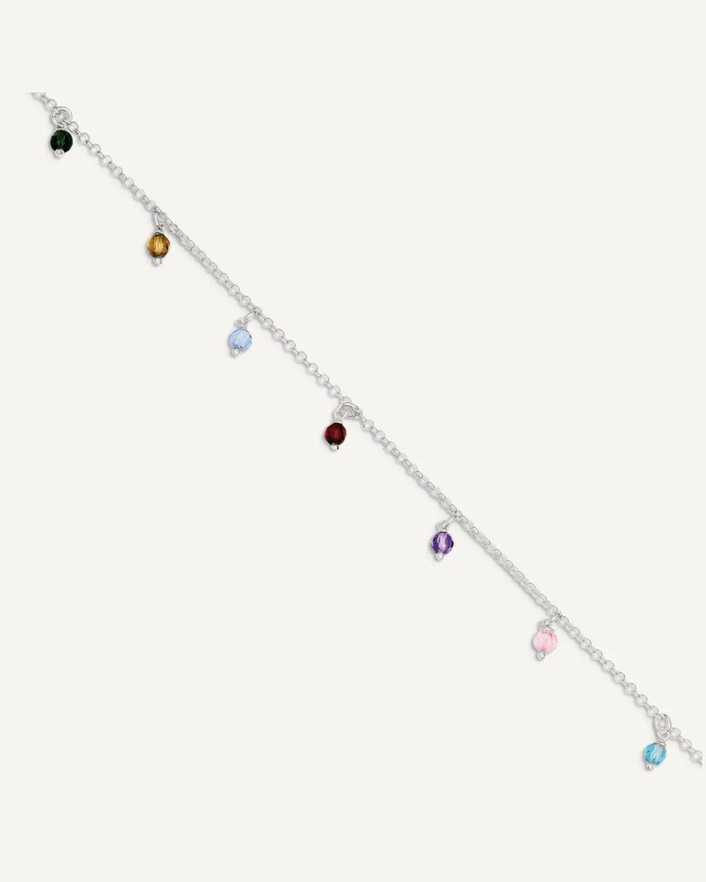 Sterling Silver Multi-colored Beads 9 inch Plus 1 inch Extender - Total 10 inch Anklet – View 3