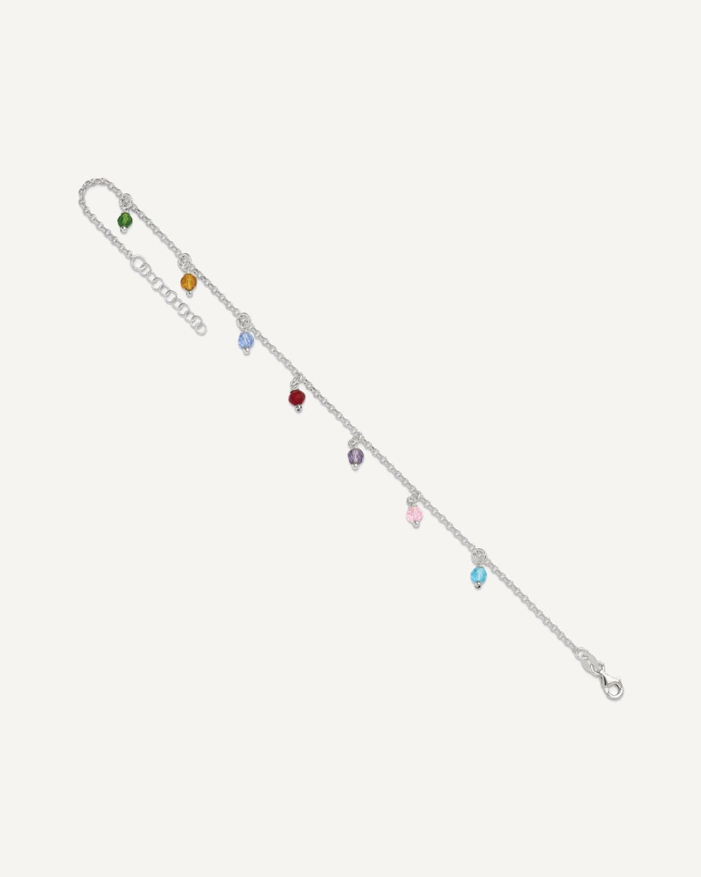 Sterling Silver Multi-colored Beads 9 inch Plus 1 inch Extender - Total 10 inch Anklet – View 8