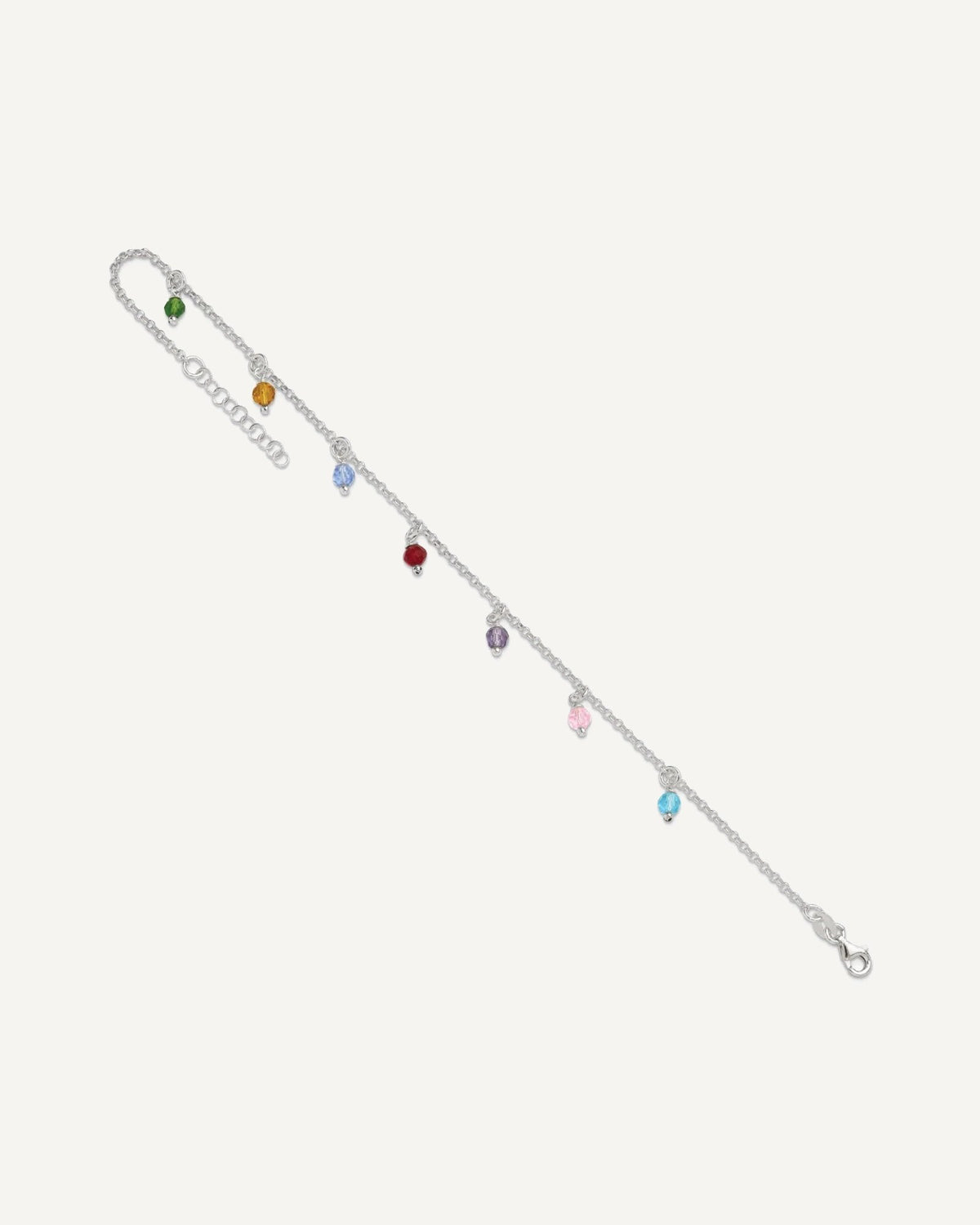 Sterling Silver Multi-colored Beads 9 inch Plus 1 inch Extender - Total 10 inch Anklet – View 8