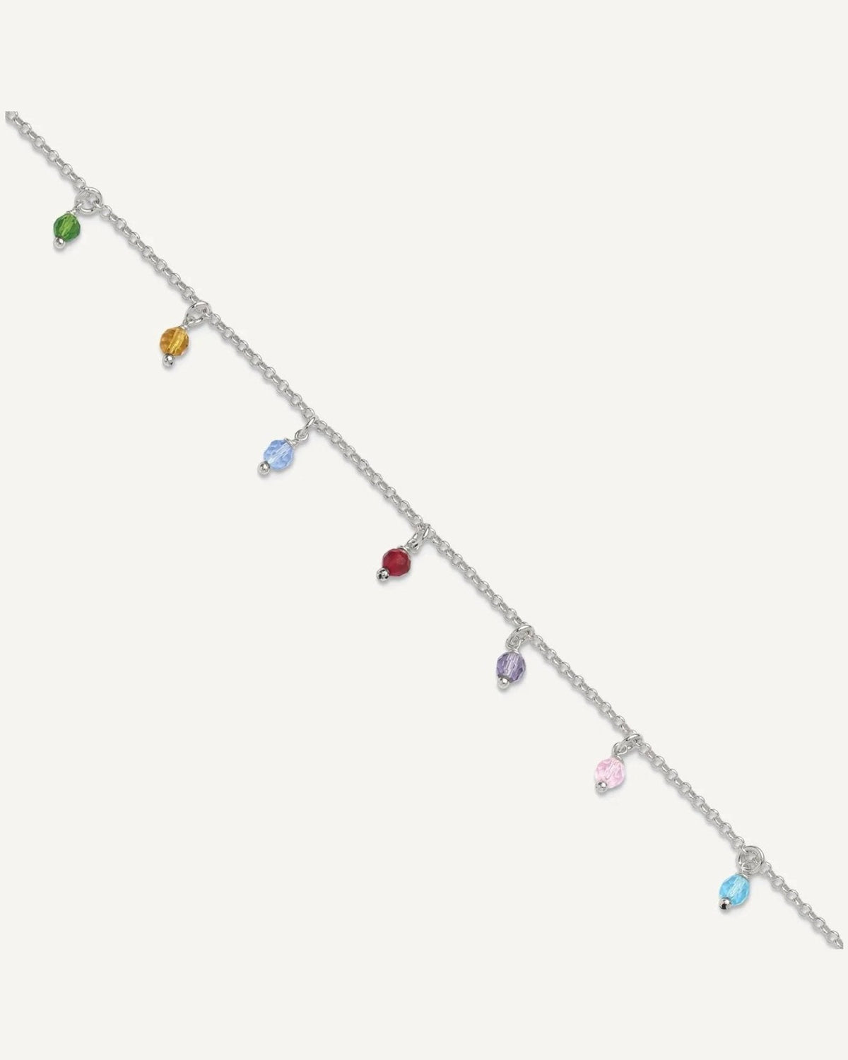 Sterling Silver Multi-colored Beads 9 inch Plus 1 inch Extender - Total 10 inch Anklet – View 1