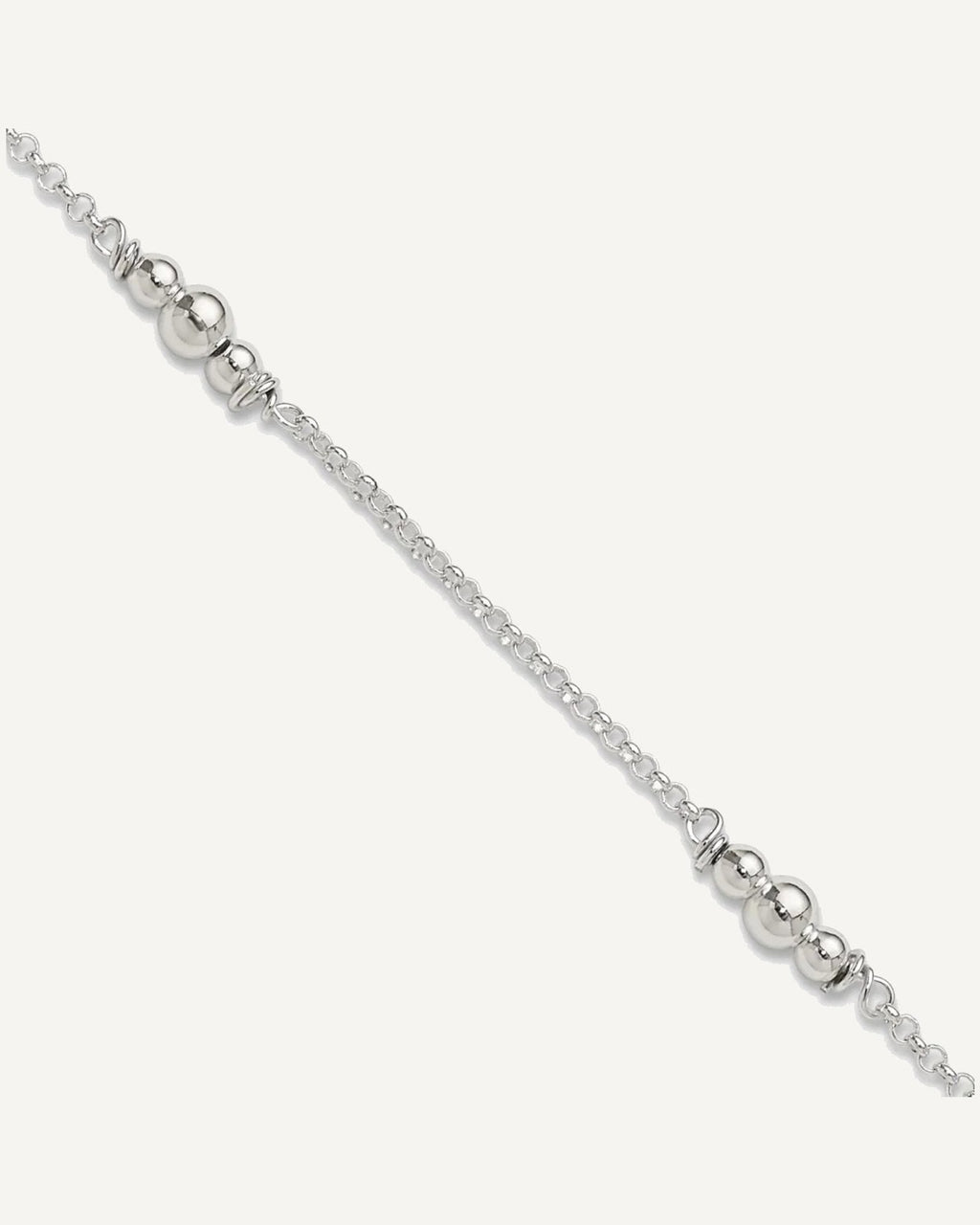 Sterling Silver Beaded 5-Station 10 inch Plus 1 inch Extender - Total 11 inch Anklet – View 1