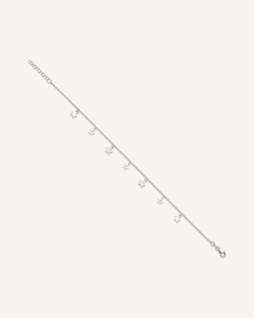 Sterling Silver Stars 9 inch Plus 1 inch Extender - Total 10 inch Anklet – View 2