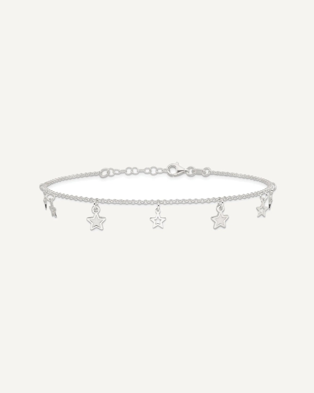 Sterling Silver Stars 9 inch Plus 1 inch Extender - Total 10 inch Anklet – View 4
